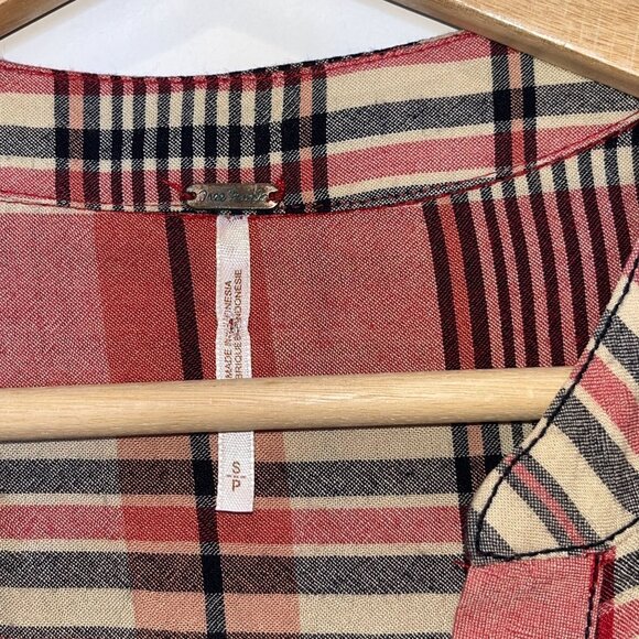 Free People Loralei Plaid Shirtdress Size Small Oversized Womens - Picture 7 of 12